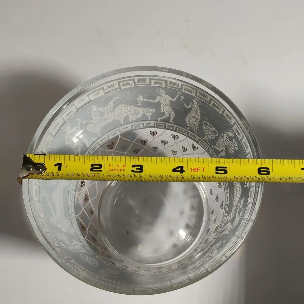 Vintage Cera Glass MCM Etruscan Frieze Glass Bowl Ice Bucket USA Excellent Cond
